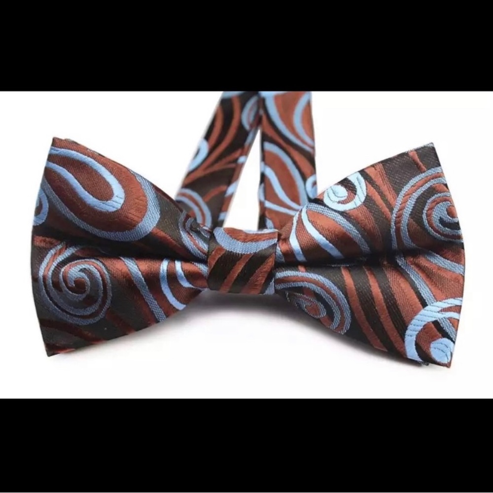 Mens Bowtie Brown Blue Bow Tie